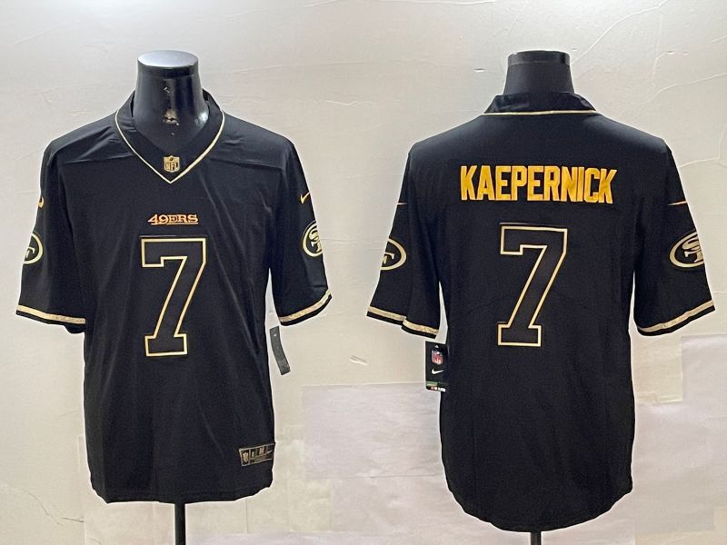 Men San Francisco 49ers #7 Kaepernick Black Gold Throwback 2024 Nike Limited NFL Jersey style 1->oakland raiders->NFL Jersey
